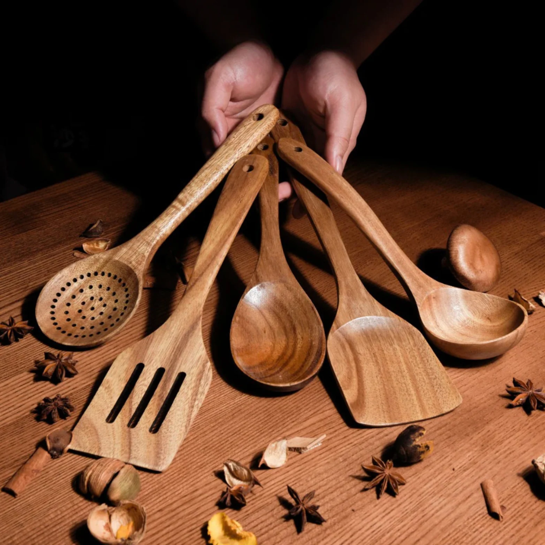 Teak Wooden Utensils Set - 50% OFF SALE