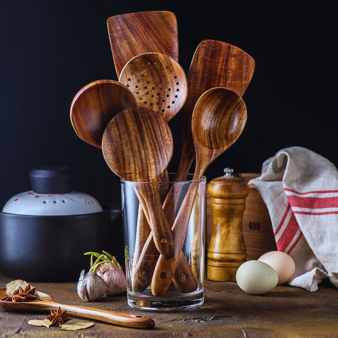 Teak Wooden Utensils Set - 50% OFF SALE