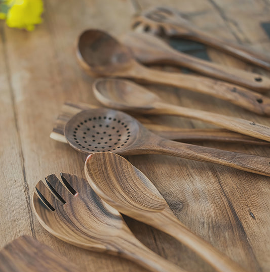Teak Wooden Utensil Set – 9 Pieces