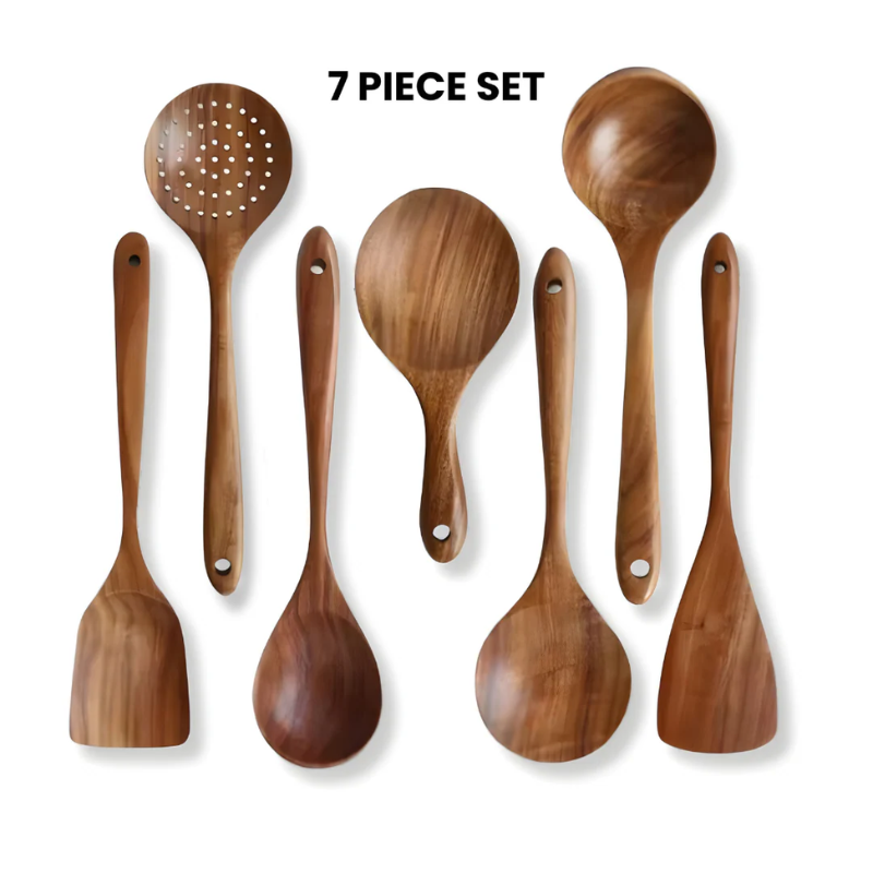 Teak Wooden Utensils Set - 50% OFF SALE