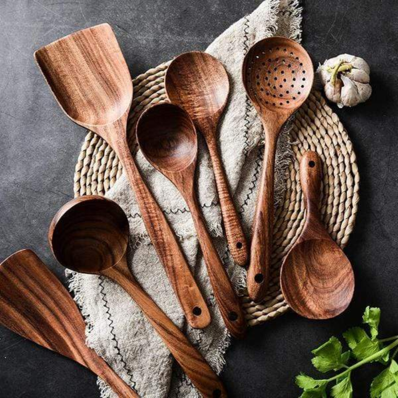 Teak Wooden Utensils Set - 50% OFF SALE