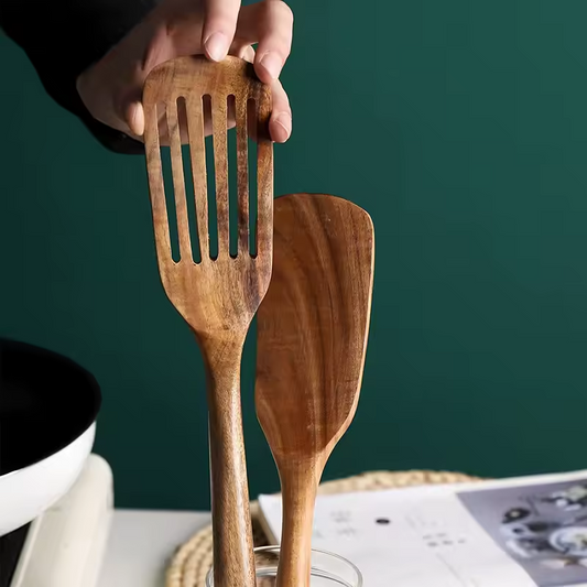 Teak Wooden Spatula Set – 2 Pieces