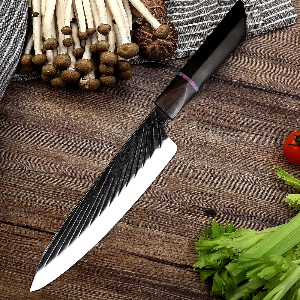 Japanese Kitchen Knife Set With Ebony Handle