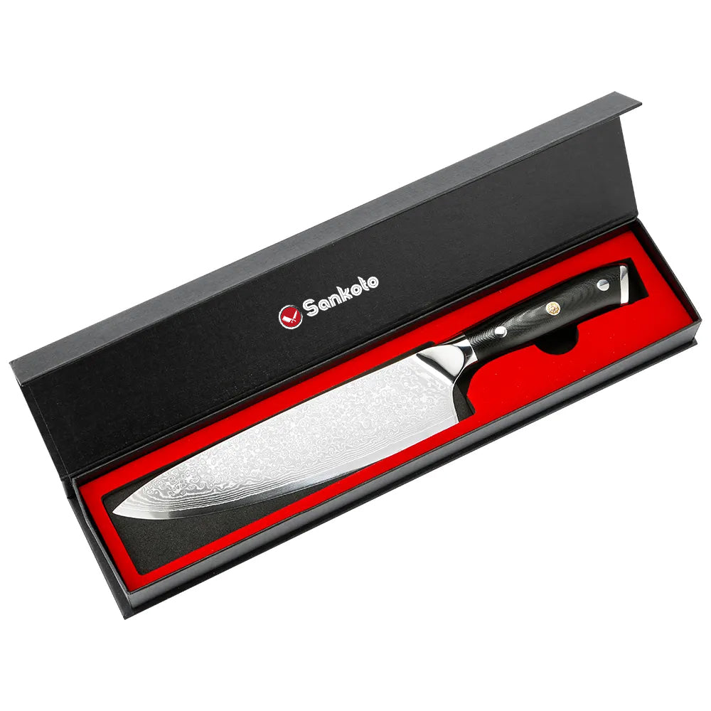 Japanese Damascus Steel Knife Set With Black Handle