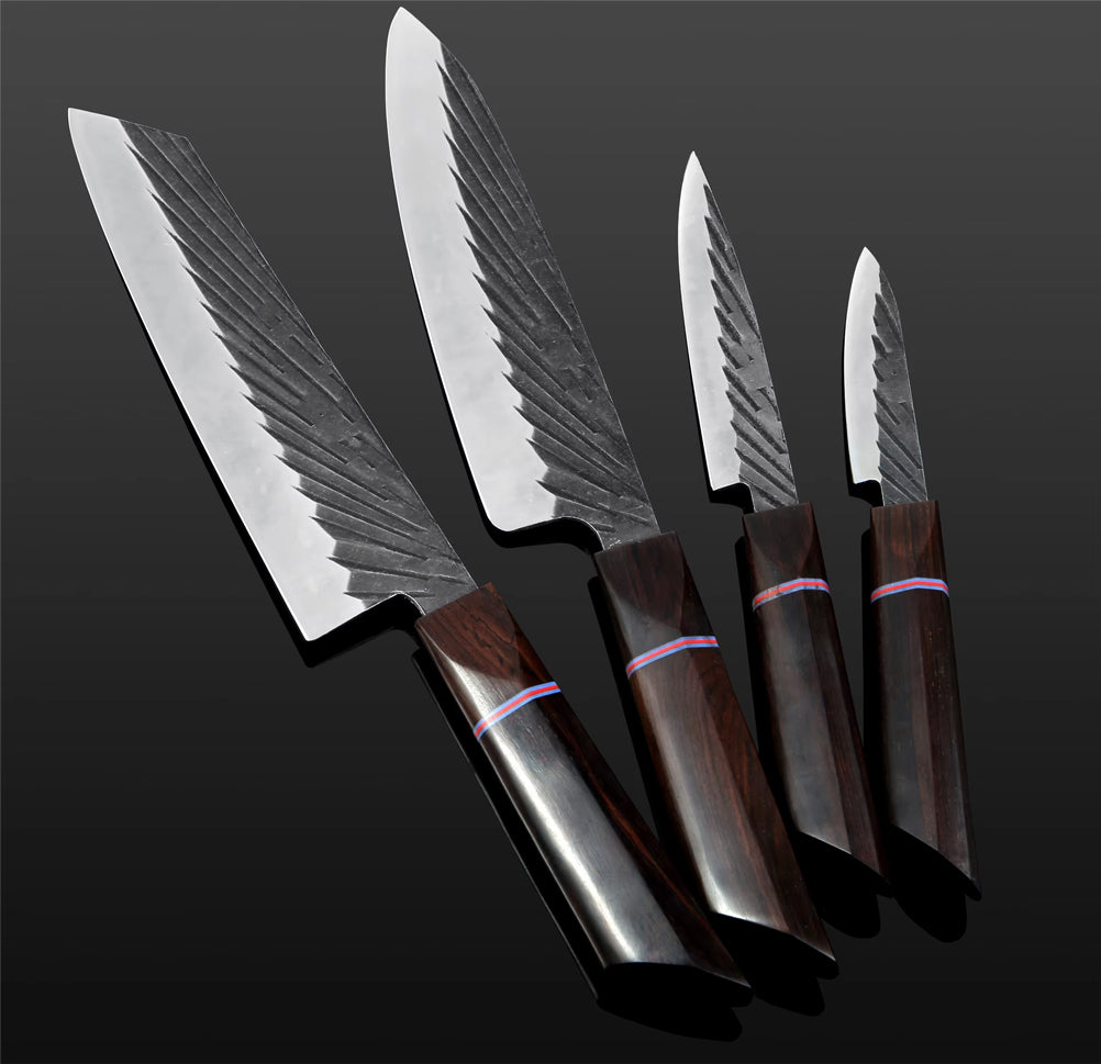 Japanese Kitchen Knife Set With Ebony Handle