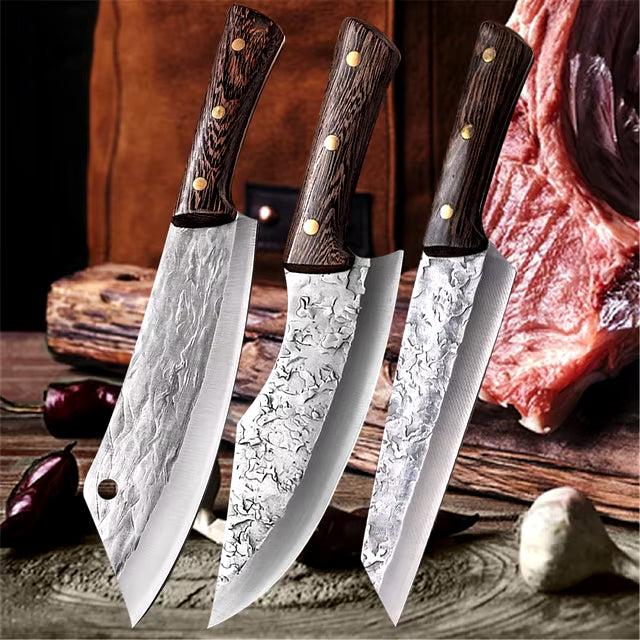 Hand Forged Cleaver Knife Complete Set