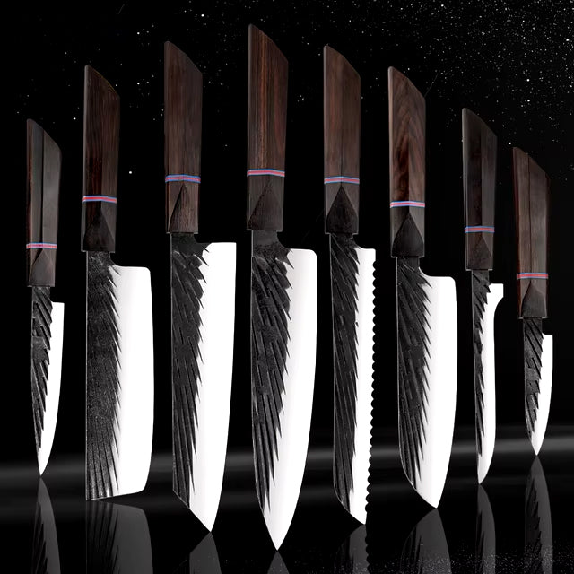 Japanese Kitchen Knife Set With Ebony Handle