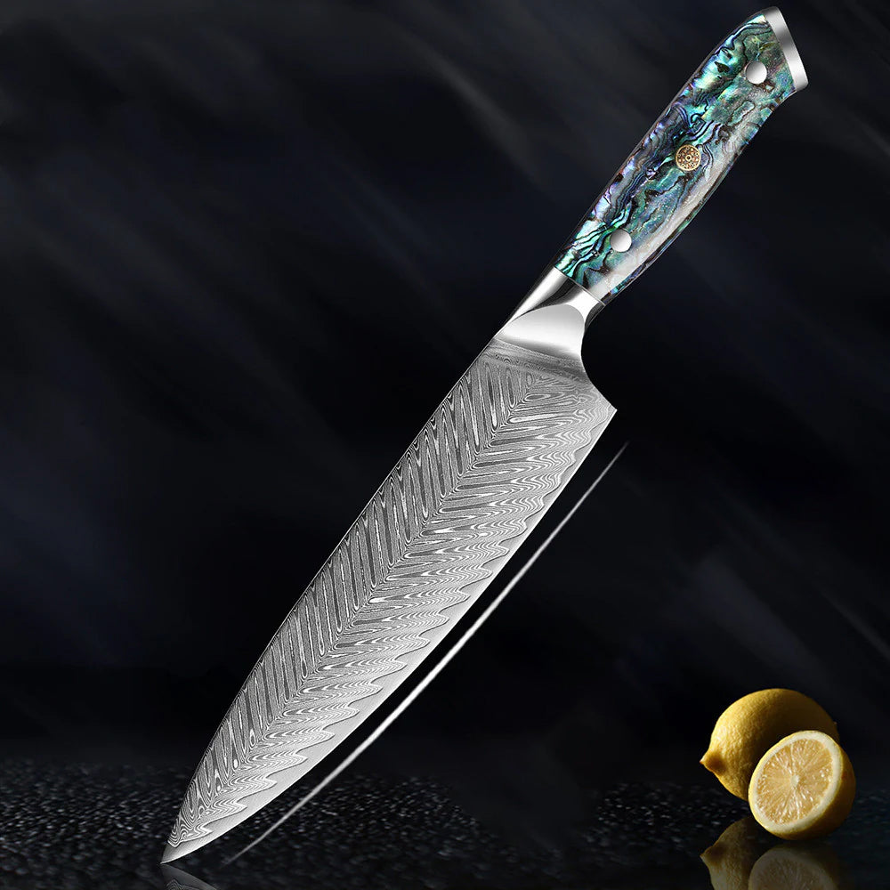 Damascus Steel Chef's Knife with Abalone Handle
