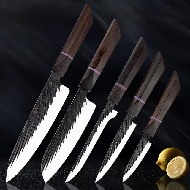Japanese Kitchen Knife Set With Ebony Handle