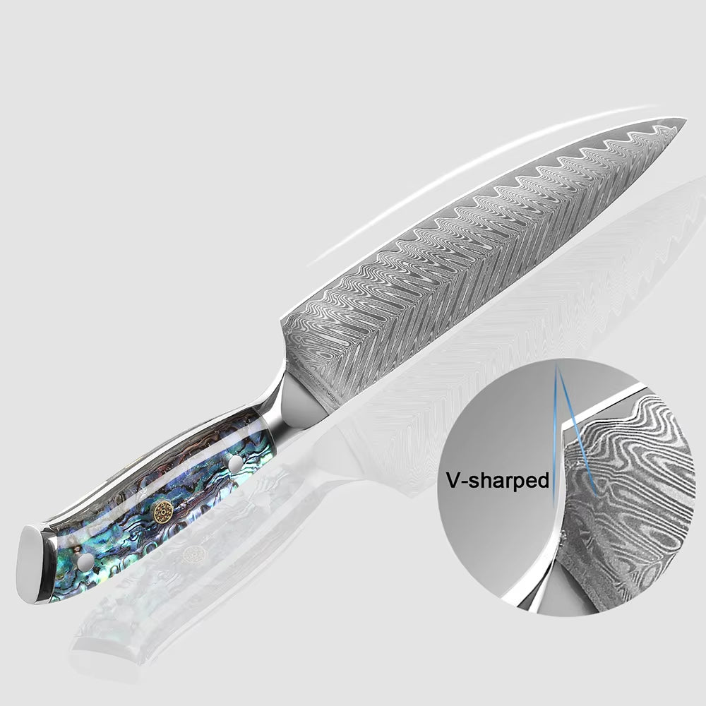 Damascus Steel Chef's Knife with Abalone Handle