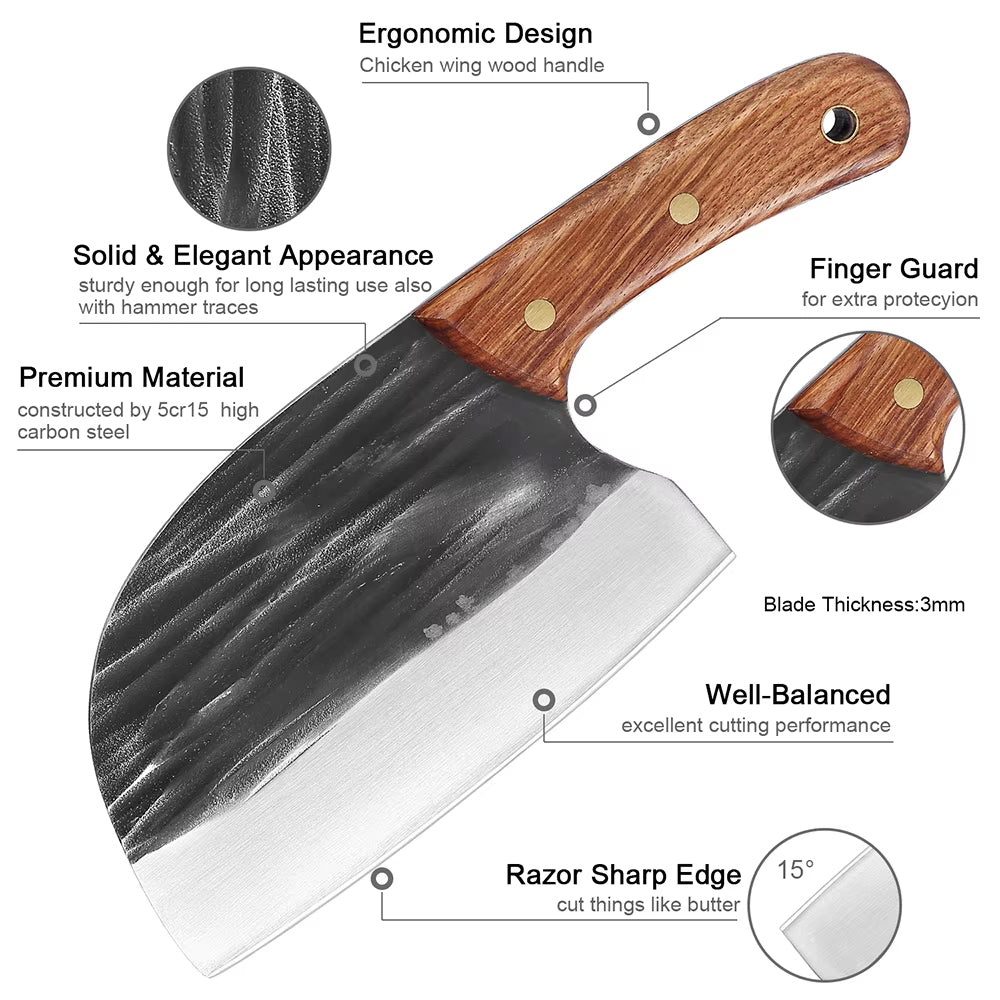 Full Tang Forged Butcher Serbian Chef Knife