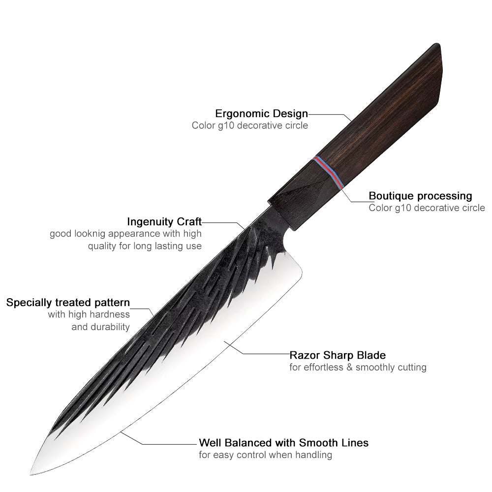 Japanese Kitchen Knife Set With Ebony Handle