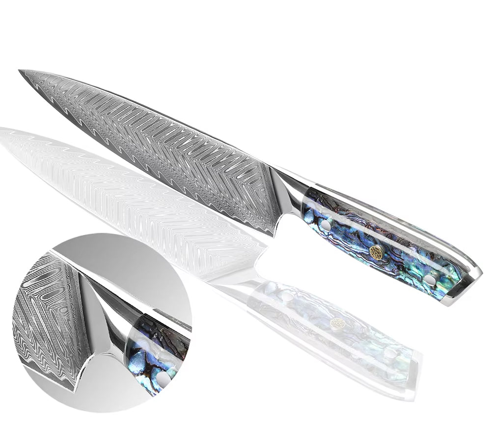 Damascus Steel Chef's Knife with Abalone Handle