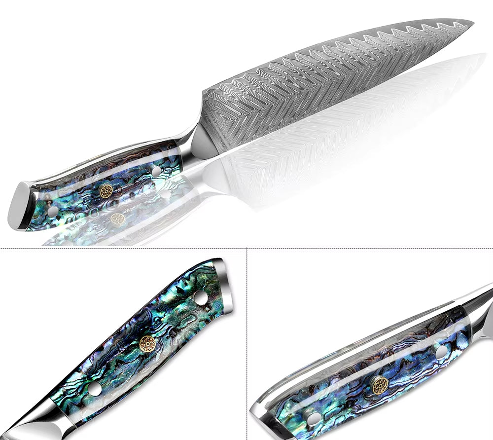 Damascus Steel Chef's Knife with Abalone Handle