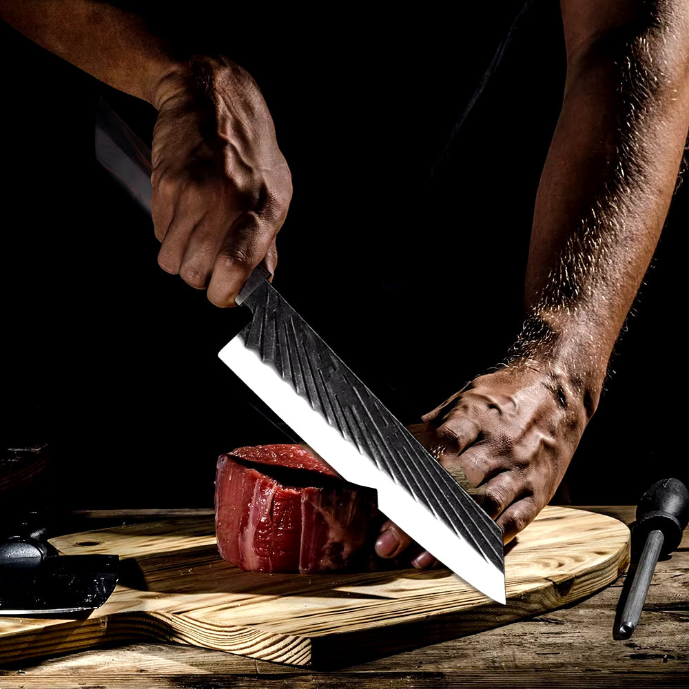Japanese Kitchen Knife Set With Ebony Handle
