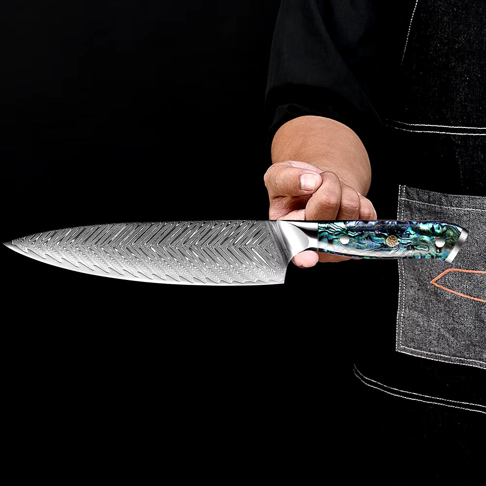 Damascus Steel Chef's Knife with Abalone Handle