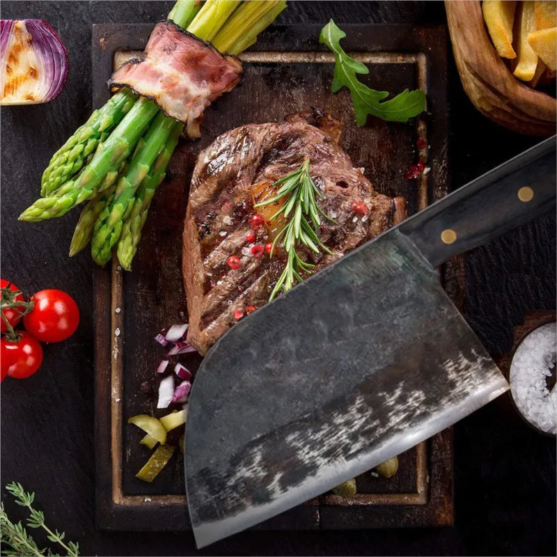 Full Tang Handmade Forged Steel Serbian Cleaver Knife