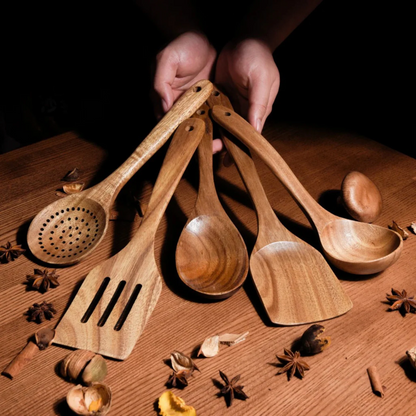 Teak Wooden Utensils Set - 50% OFF SALE