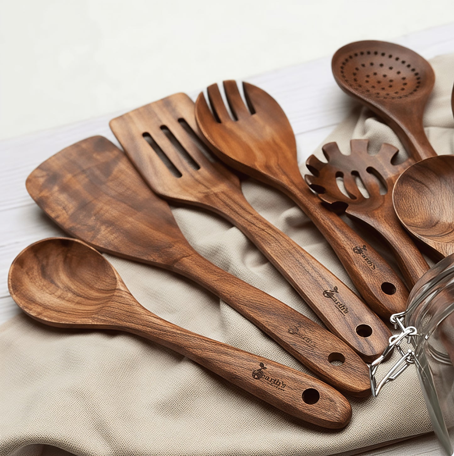 Teak Wooden Utensil Set – 9 Pieces