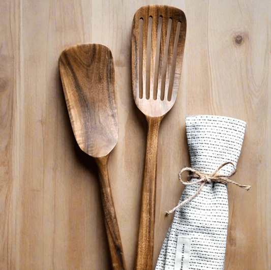 Teak Wooden Spatula Set – 2 Pieces