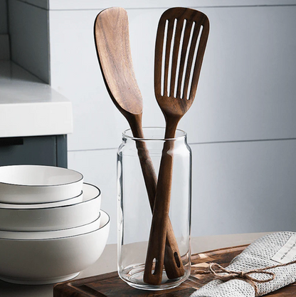Teak Wooden Spatula Set – 2 Pieces