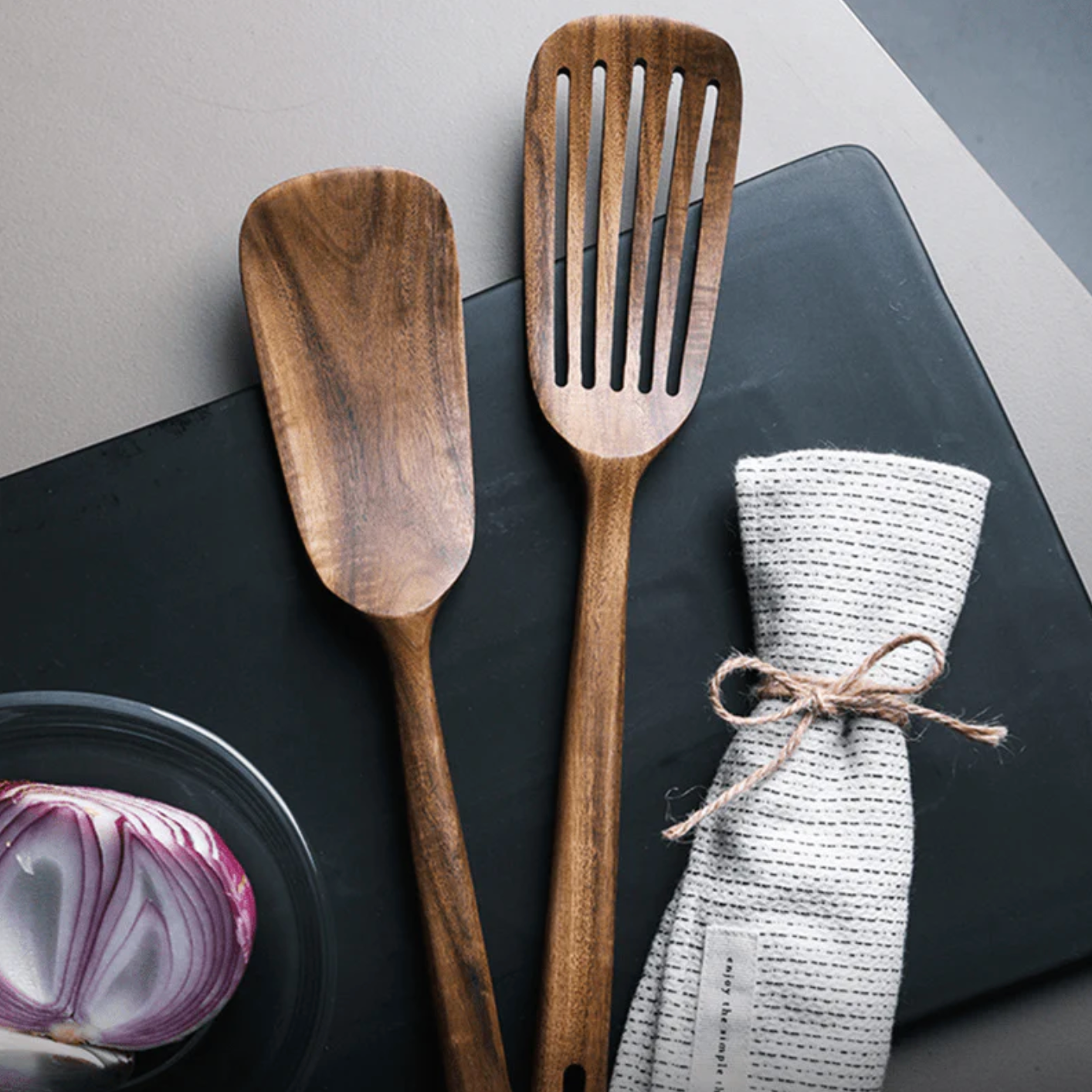 Teak Wooden Spatula Set – 2 Pieces
