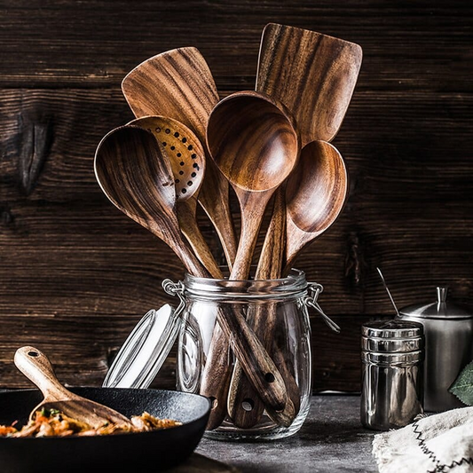Teak Wooden Utensils Set - 50% OFF SALE