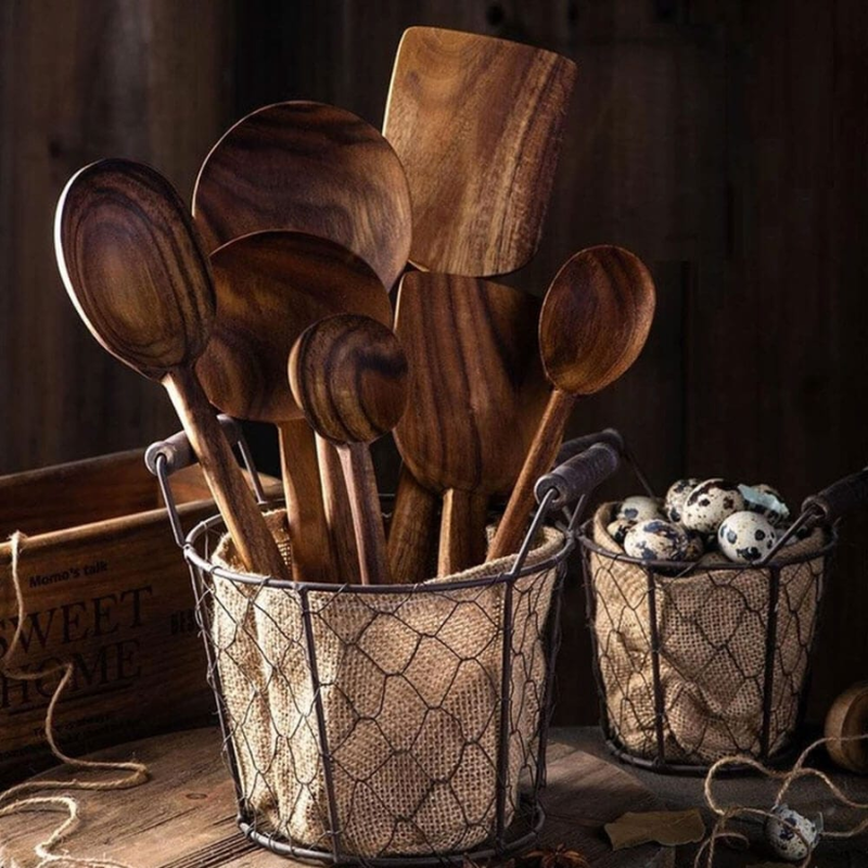 Teak Wooden Utensils Set - 50% OFF SALE