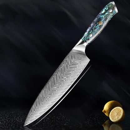 Damascus Steel Chef's Knife with Abalone Handle