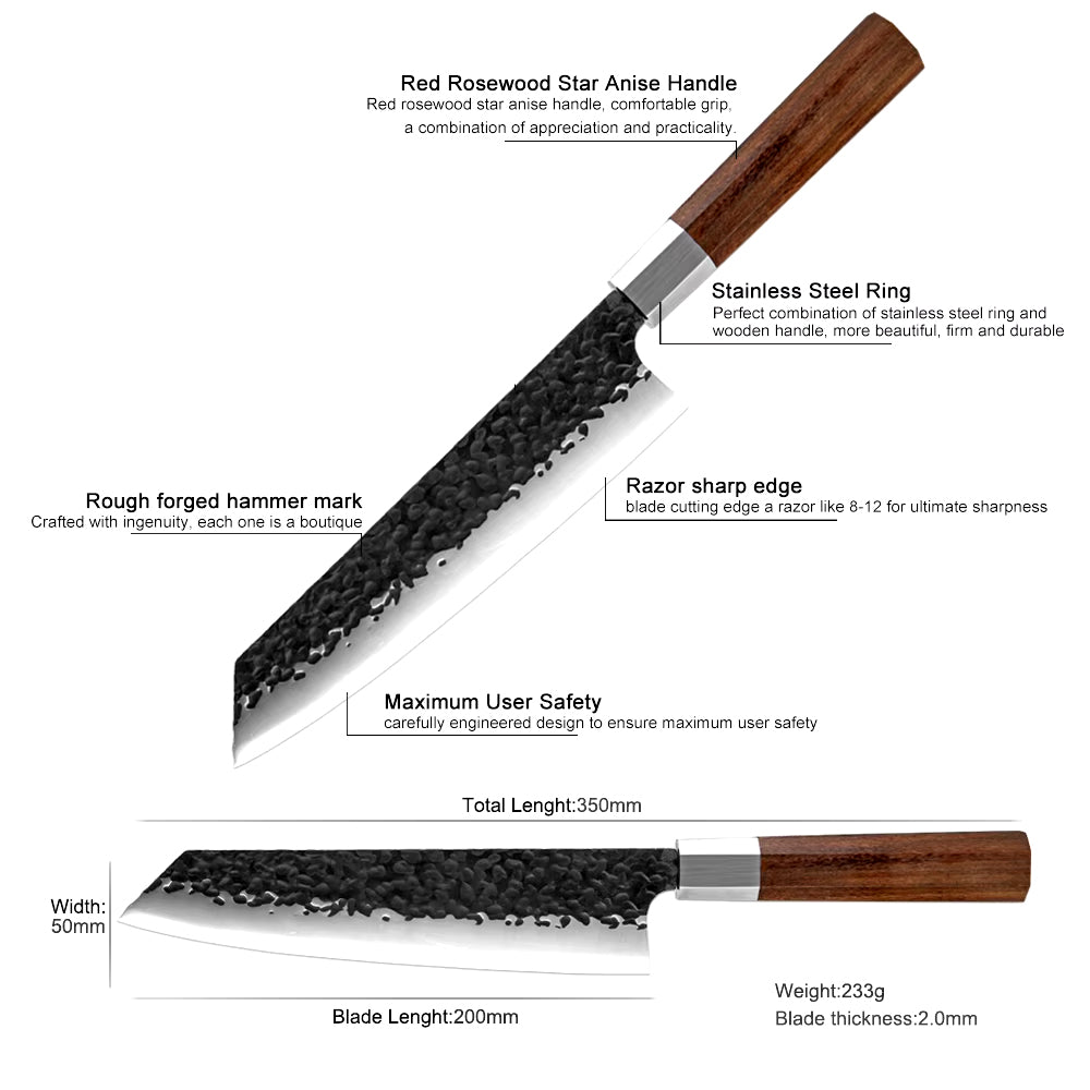 Japanese Kiritsuke 8 Inch chef Knife with Octagon Handle