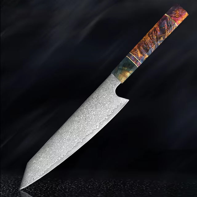Japanese Damascus Steel Kitchen Knife Set with colored Handle