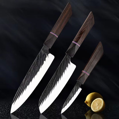 Japanese Kitchen Knife Set With Ebony Handle