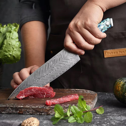 Damascus Steel Chef's Knife with Abalone Handle