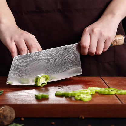 Damascus Steel Cleaver Knife with Blue Resin Handle