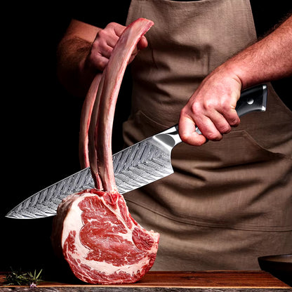 Damascus Steel Chef's Knife With Black Handle