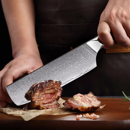 Japanese Damascus Steel Knife With Abalone Handle